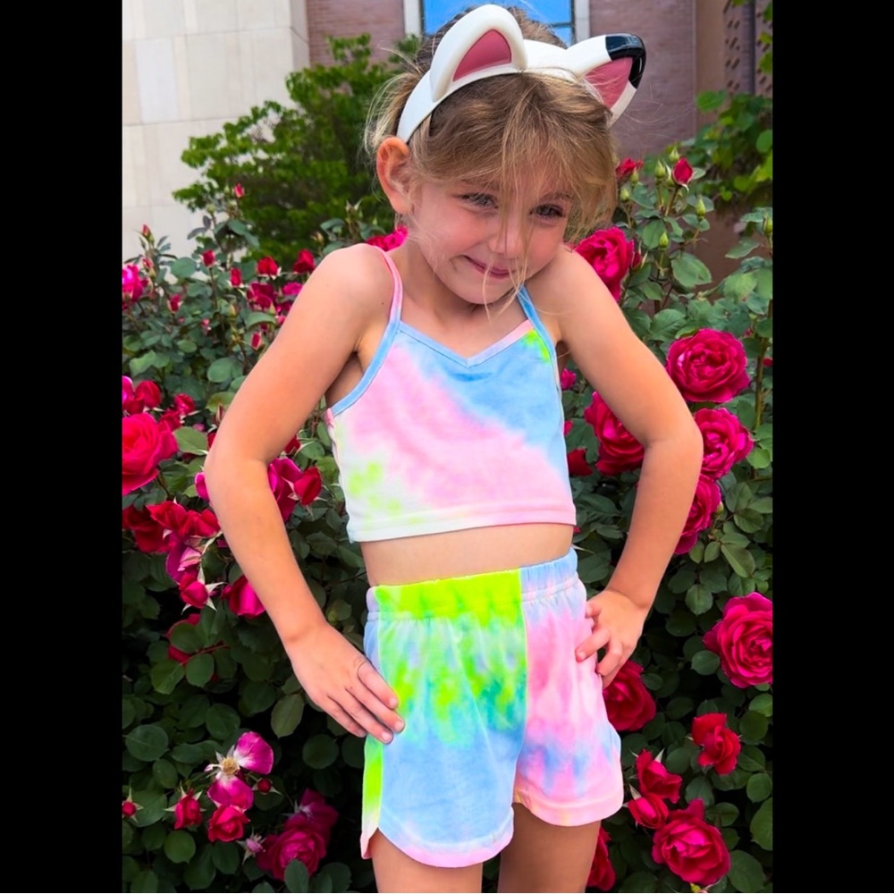 Girls, Bright, Multi-Colored, Tie-Dye, Outfit Set - Picture 7 of 11